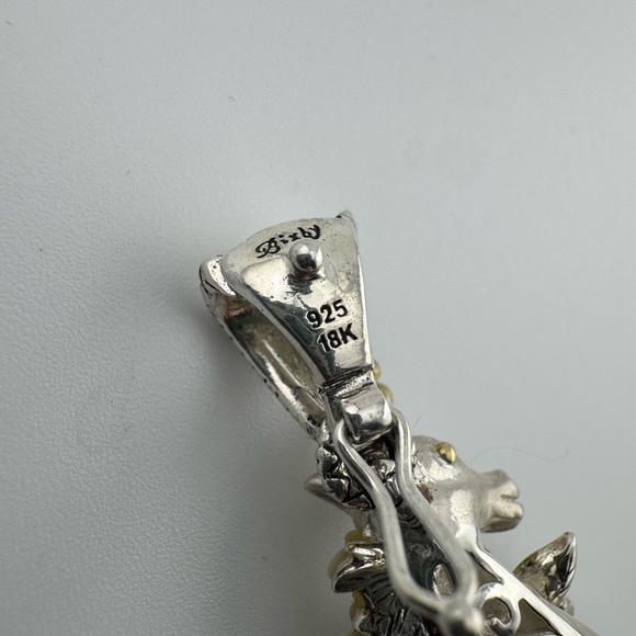 Barbara Bixby Sterling and 18 Karat Gold Unicorn Pendant Enhancer with Gemstones - Picture 5 of 11